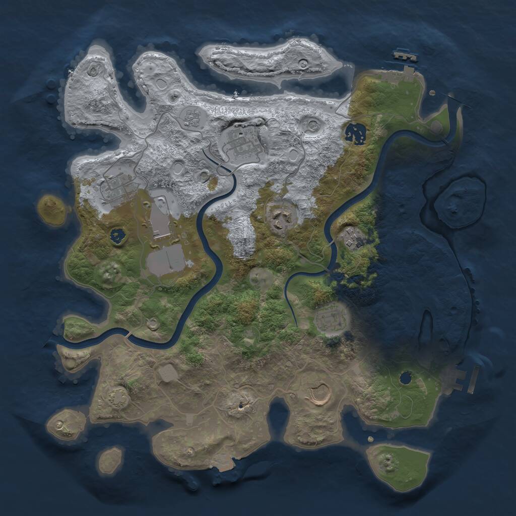 Rust Map: Procedural Map, Size: 3500, Seed: 109447, 14 Monuments