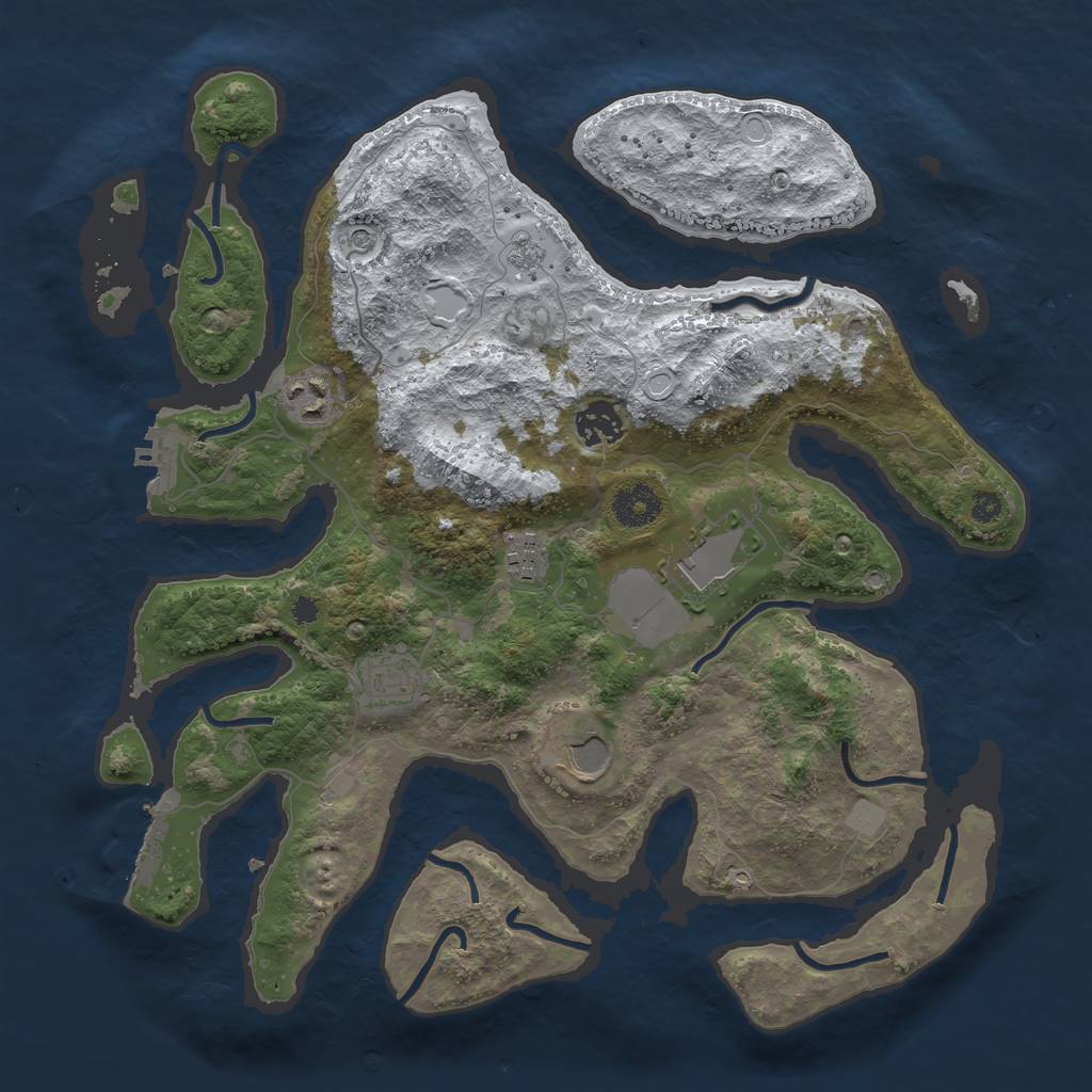 Rust Map: Procedural Map, Size: 3550, Seed: 371937, 15 Monuments
