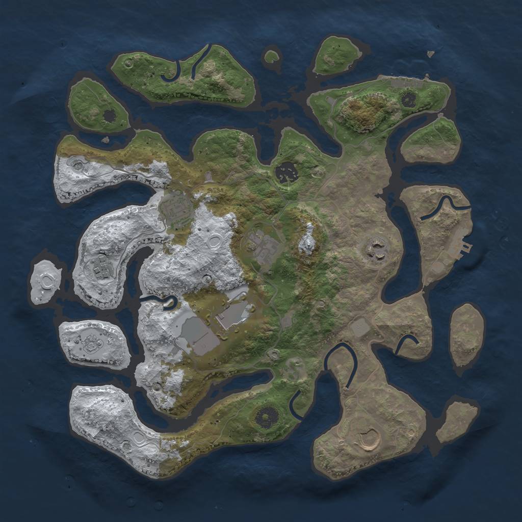 Rust Map: Procedural Map, Size: 3550, Seed: 514689, 16 Monuments
