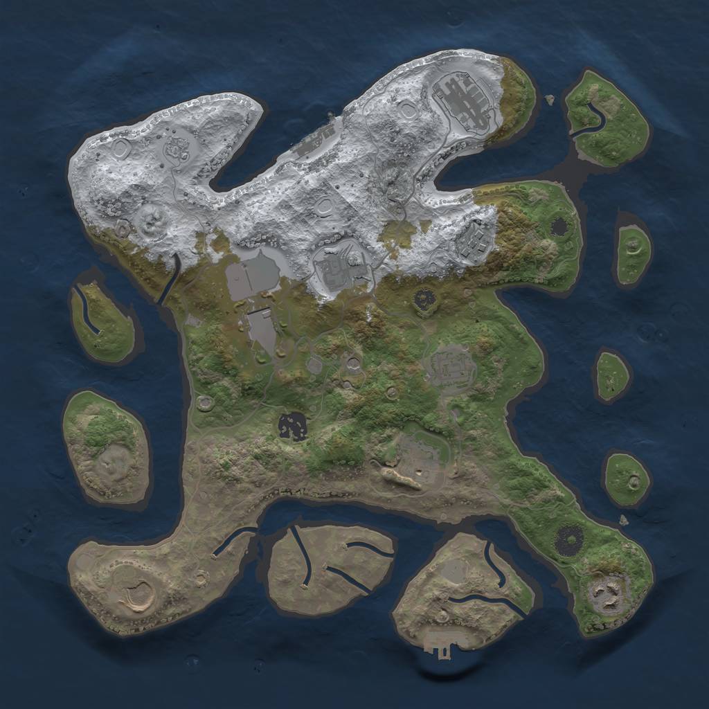Rust Map: Procedural Map, Size: 3500, Seed: 1044023, 18 Monuments