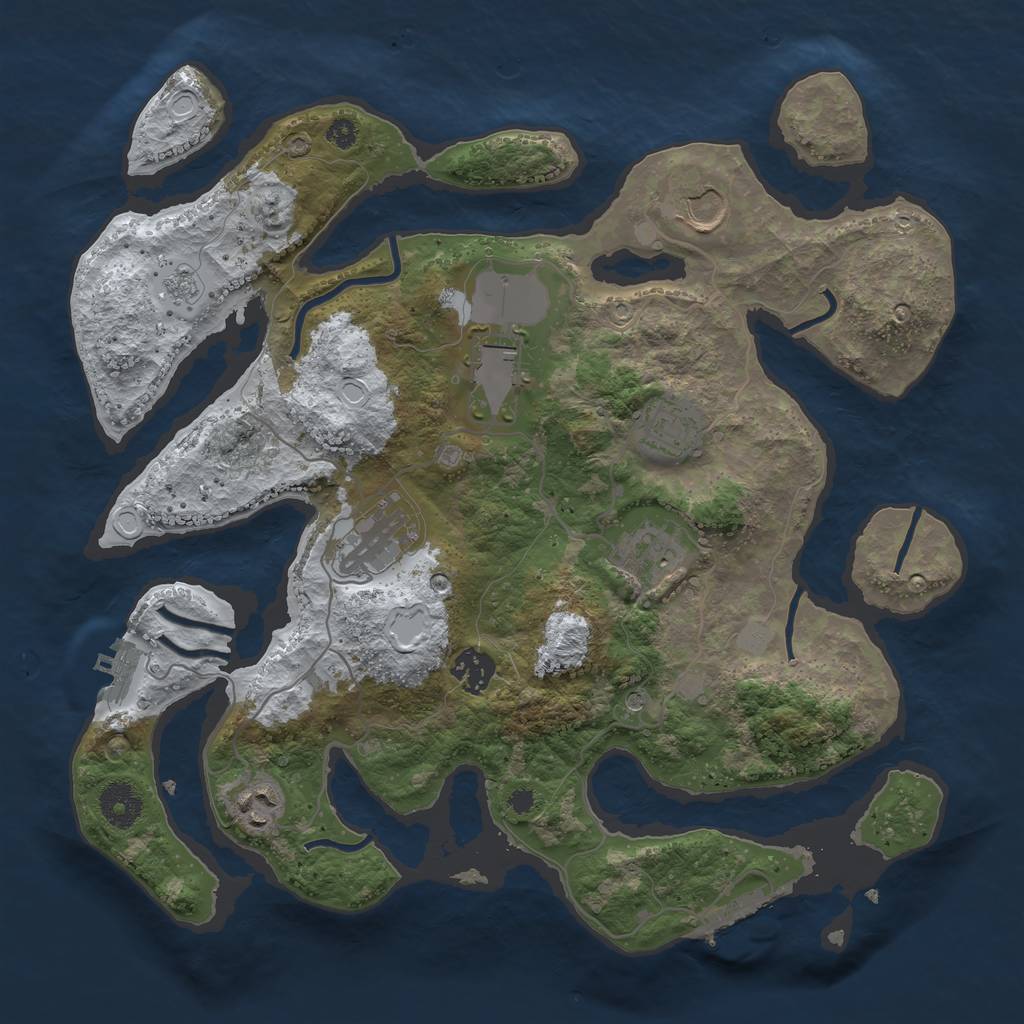 Rust Map: Procedural Map, Size: 3550, Seed: 956630, 16 Monuments