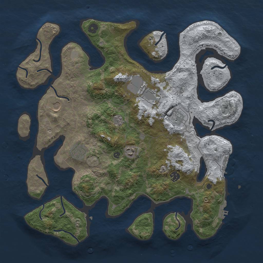 Rust Map: Procedural Map, Size: 4000, Seed: 527982, 16 Monuments