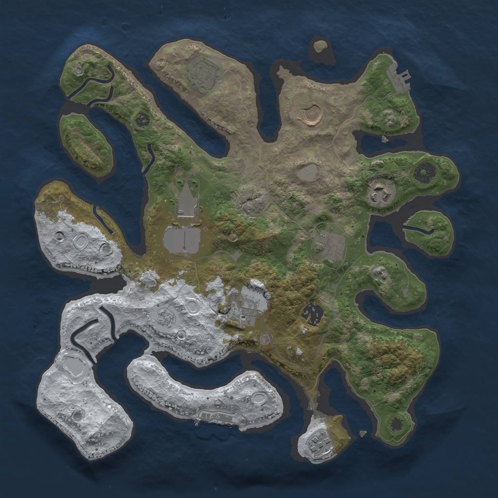 Rust Map: Procedural Map, Size: 3500, Seed: 4267542, 16 Monuments