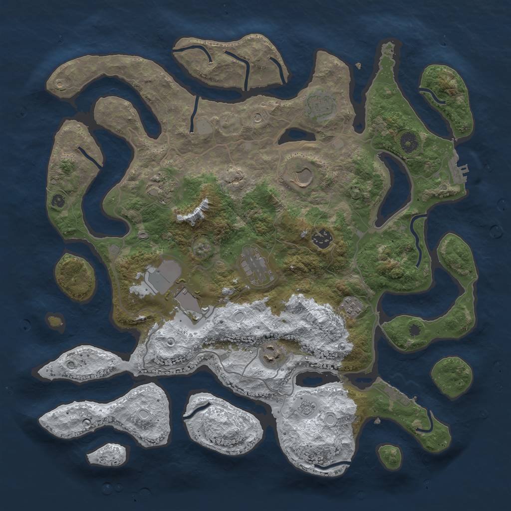 Rust Map: Procedural Map, Size: 4000, Seed: 41001, 17 Monuments