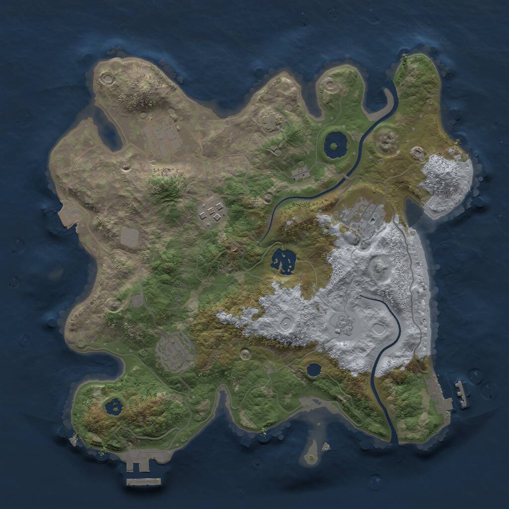 Rust Map: Procedural Map, Size: 3000, Seed: 1433226643, 10 Monuments
