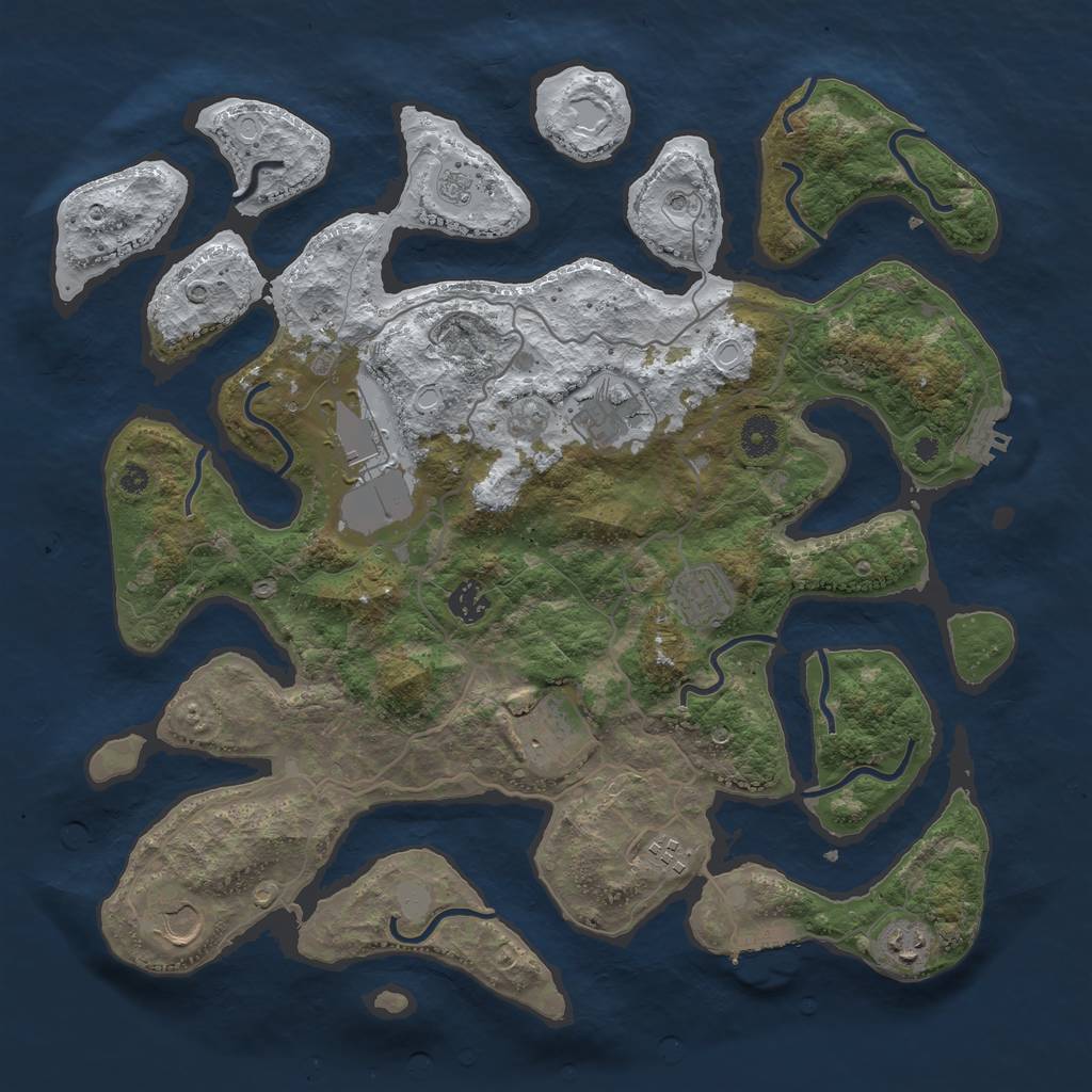 Rust Map: Procedural Map, Size: 4000, Seed: 590934, 17 Monuments
