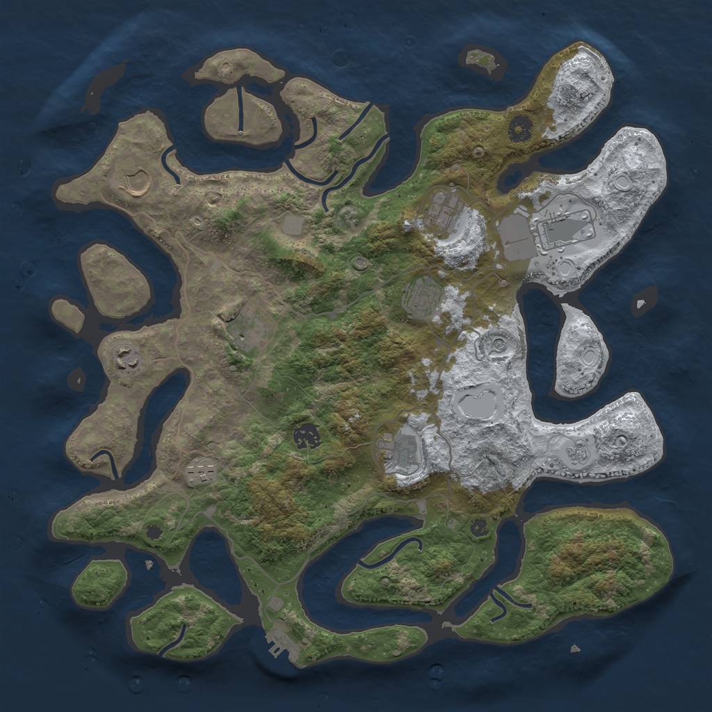 Rust Map: Procedural Map, Size: 4000, Seed: 681157, 17 Monuments