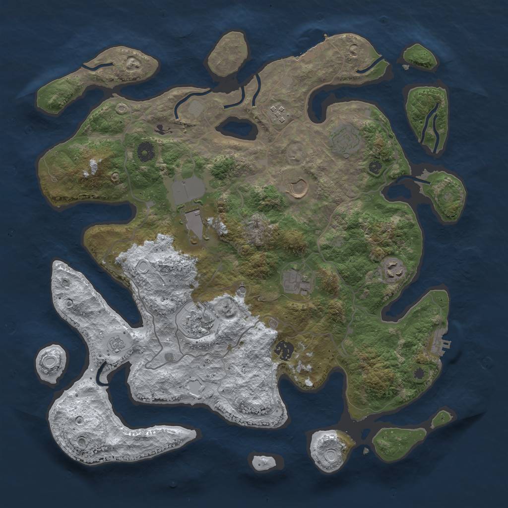 Rust Map: Procedural Map, Size: 4000, Seed: 331969, 17 Monuments