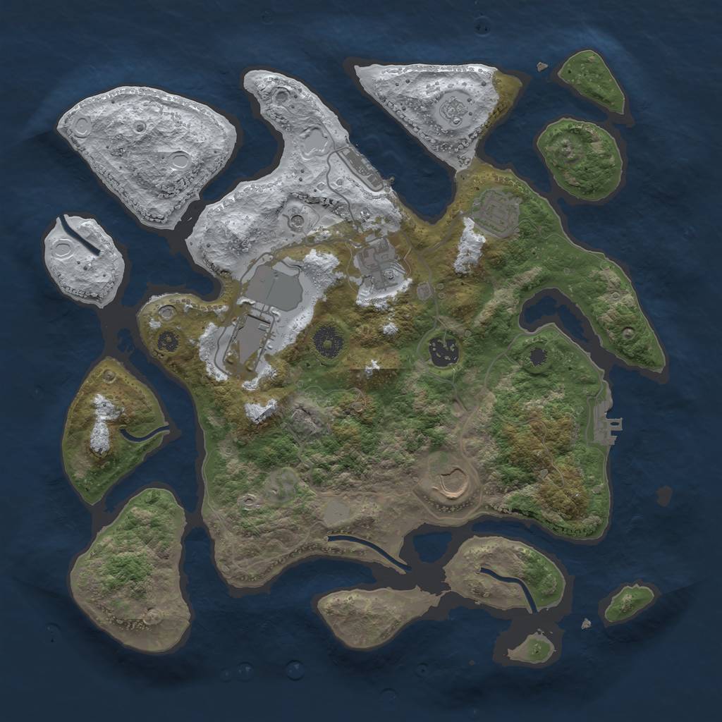 Rust Map: Procedural Map, Size: 3550, Seed: 457540, 14 Monuments