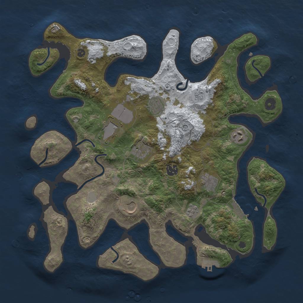 Rust Map: Procedural Map, Size: 3800, Seed: 3705110, 17 Monuments