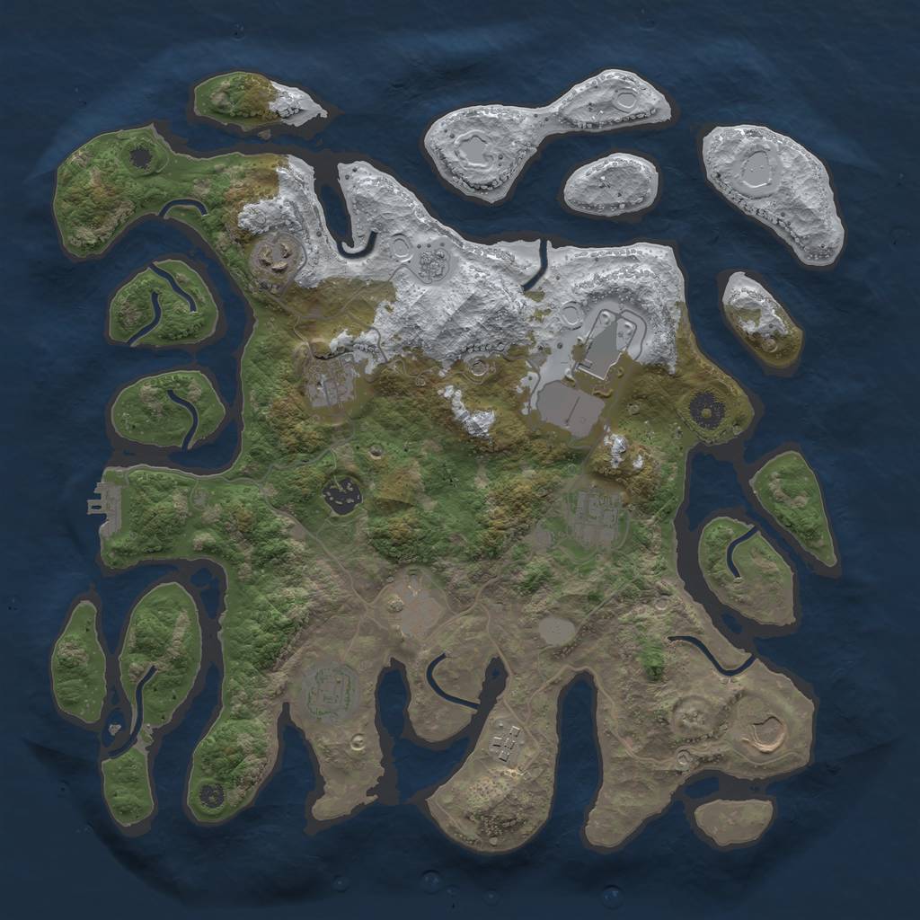 Rust Map: Procedural Map, Size: 3800, Seed: 5842693, 17 Monuments