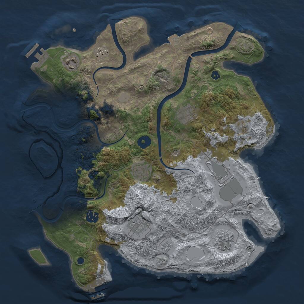 Rust Map: Procedural Map, Size: 3500, Seed: 2109125, 14 Monuments