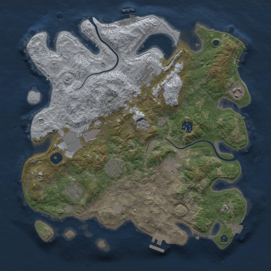 Rust Map: Procedural Map, Size: 3550, Seed: 736479, 14 Monuments