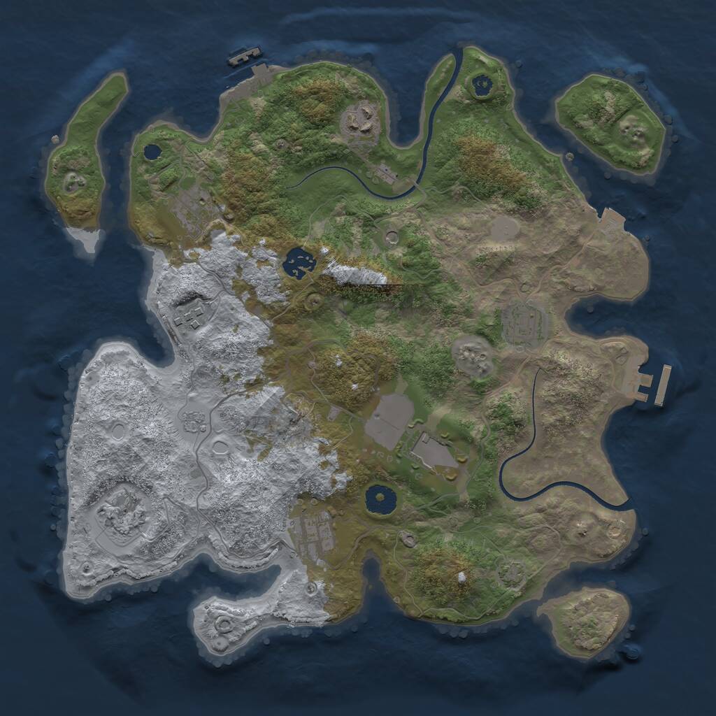 Rust Map: Procedural Map, Size: 3500, Seed: 71758, 14 Monuments