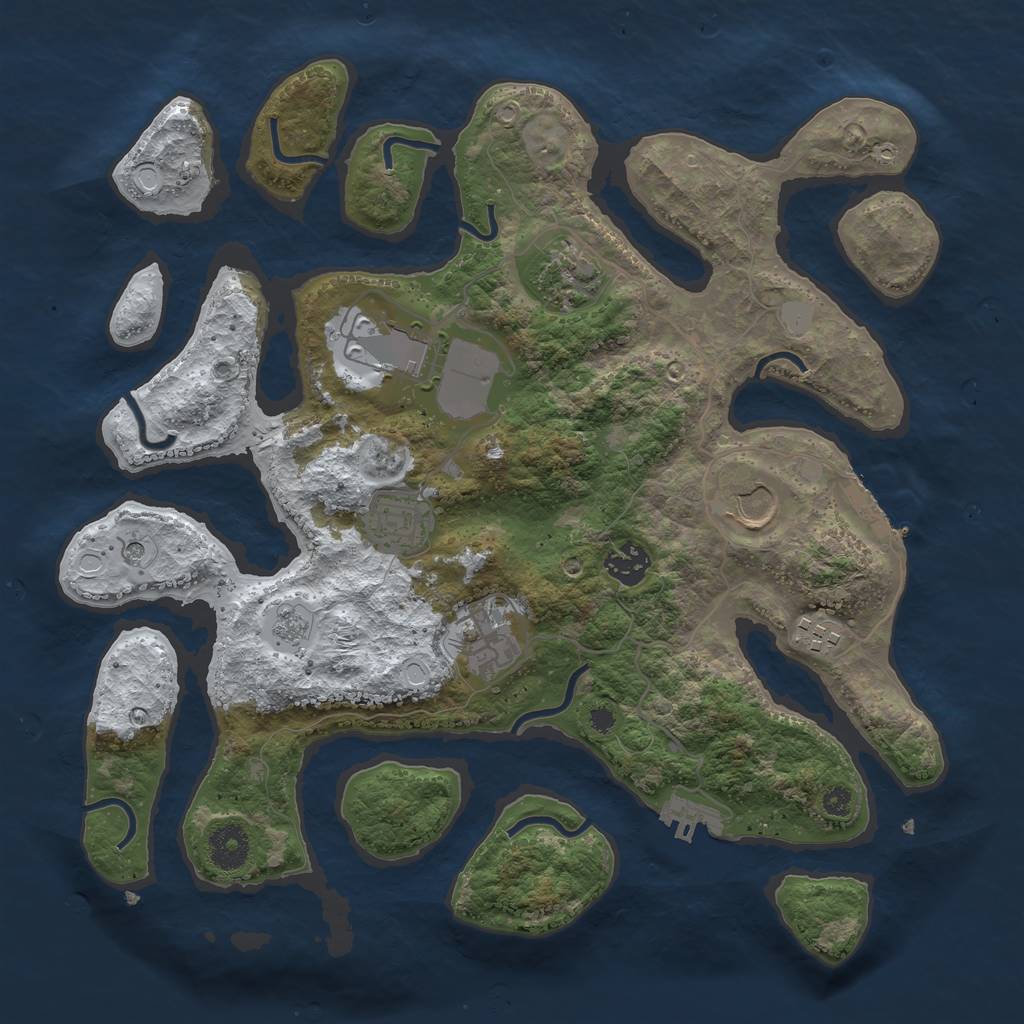 Rust Map: Procedural Map, Size: 3550, Seed: 732195, 16 Monuments