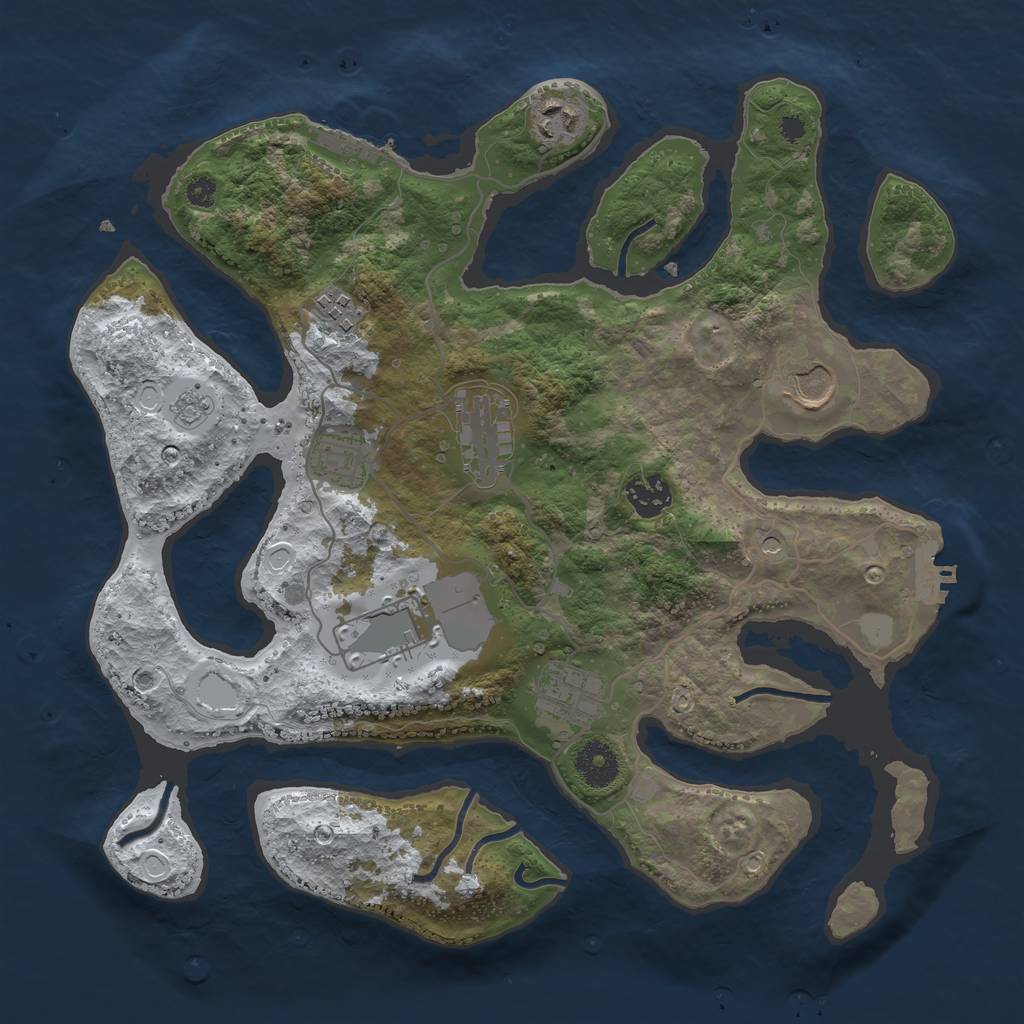 Rust Map: Procedural Map, Size: 3500, Seed: 6030451, 17 Monuments