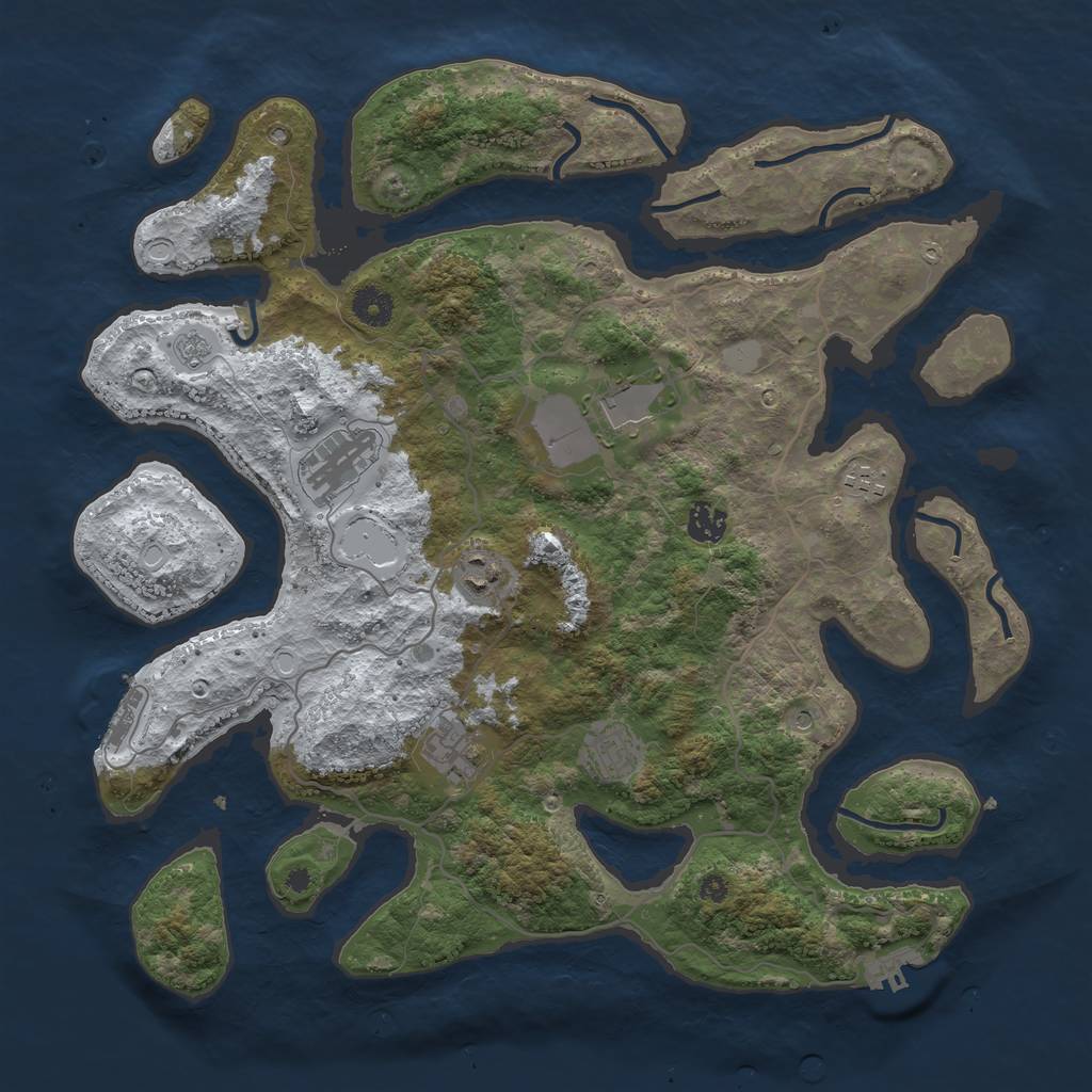 Rust Map: Procedural Map, Size: 4000, Seed: 667668, 16 Monuments