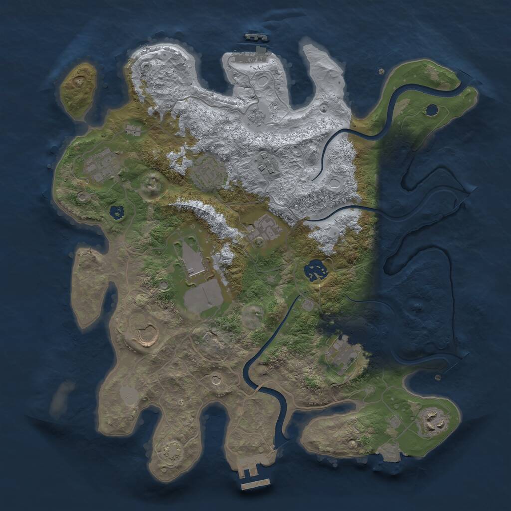 Rust Map: Procedural Map, Size: 3500, Seed: 698754, 15 Monuments