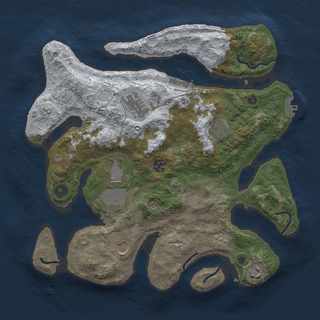 Rust Map: Procedural Map, Size: 3550, Seed: 608801, 16 Monuments