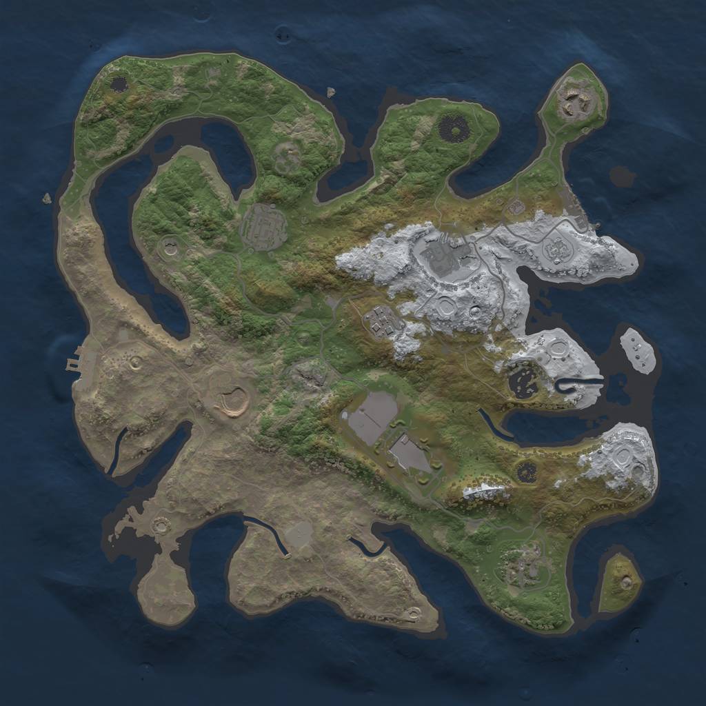 Rust Map: Procedural Map, Size: 3550, Seed: 609781, 17 Monuments