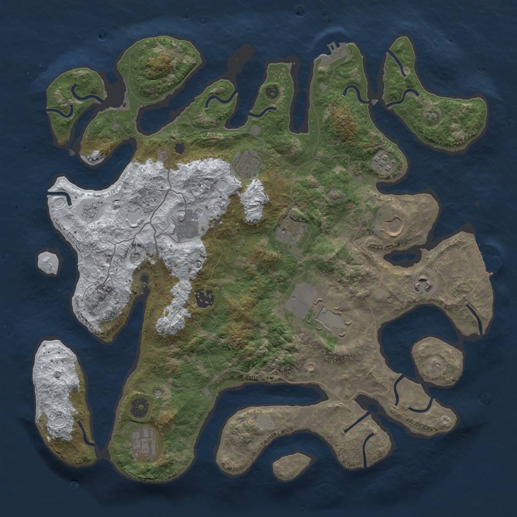 Rust Map: Procedural Map, Size: 4000, Seed: 745468, 18 Monuments