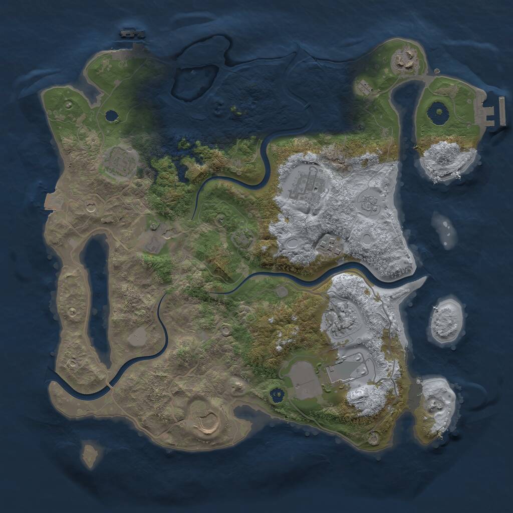 Rust Map: Procedural Map, Size: 3550, Seed: 977963, 14 Monuments