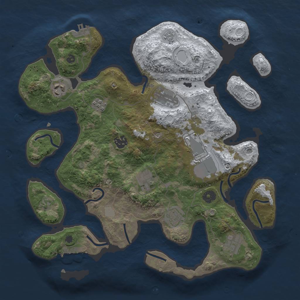 Rust Map: Procedural Map, Size: 3500, Seed: 1629878, 17 Monuments