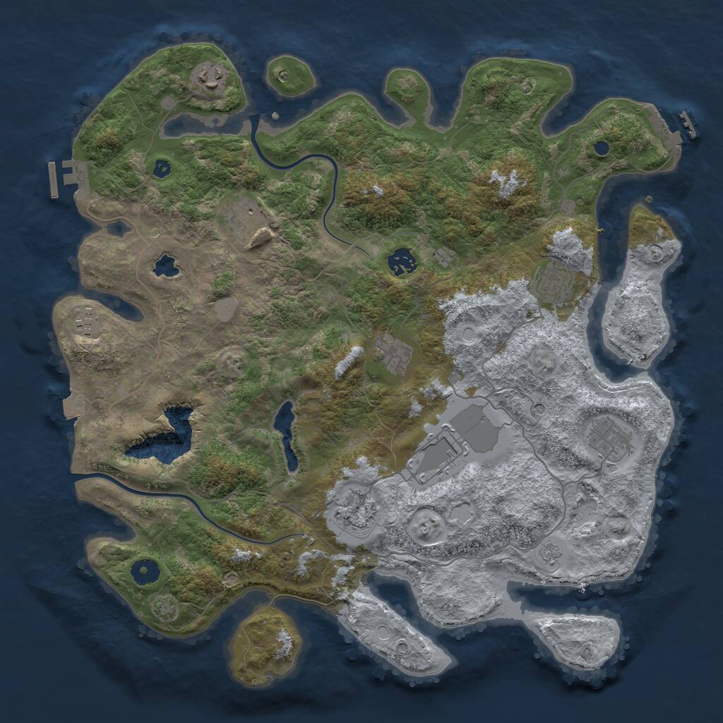 Rust Map: Procedural Map, Size: 4000, Seed: 245029, 15 Monuments