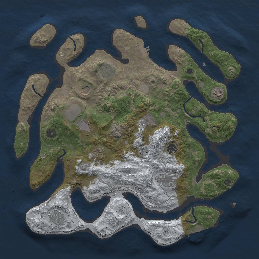 Rust Map: Procedural Map, Size: 4000, Seed: 1073987, 19 Monuments
