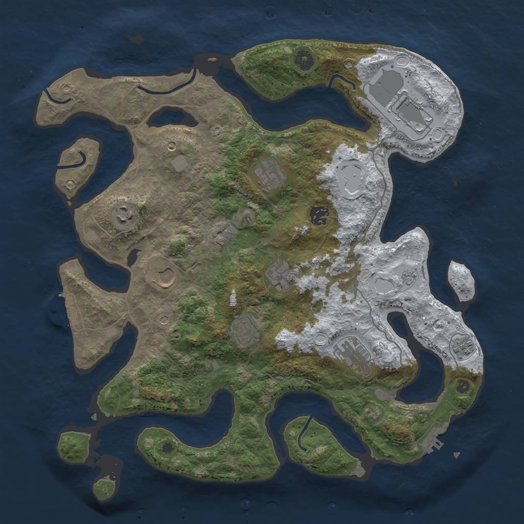 Rust Map: Procedural Map, Size: 4000, Seed: 877796, 18 Monuments
