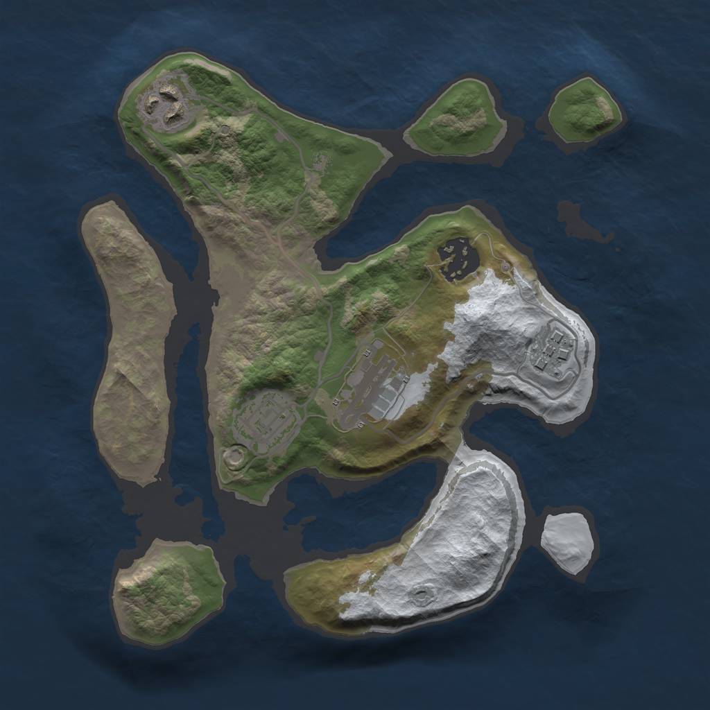 Rust Map: Barren, Size: 2500, Seed: 10, 7 Monuments