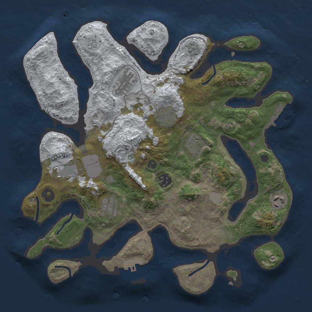 Rust Map: Procedural Map, Size: 3500, Seed: 4245854, 17 Monuments