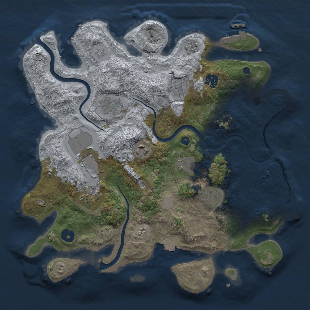 Rust Map: Procedural Map, Size: 3500, Seed: 4245854, 15 Monuments