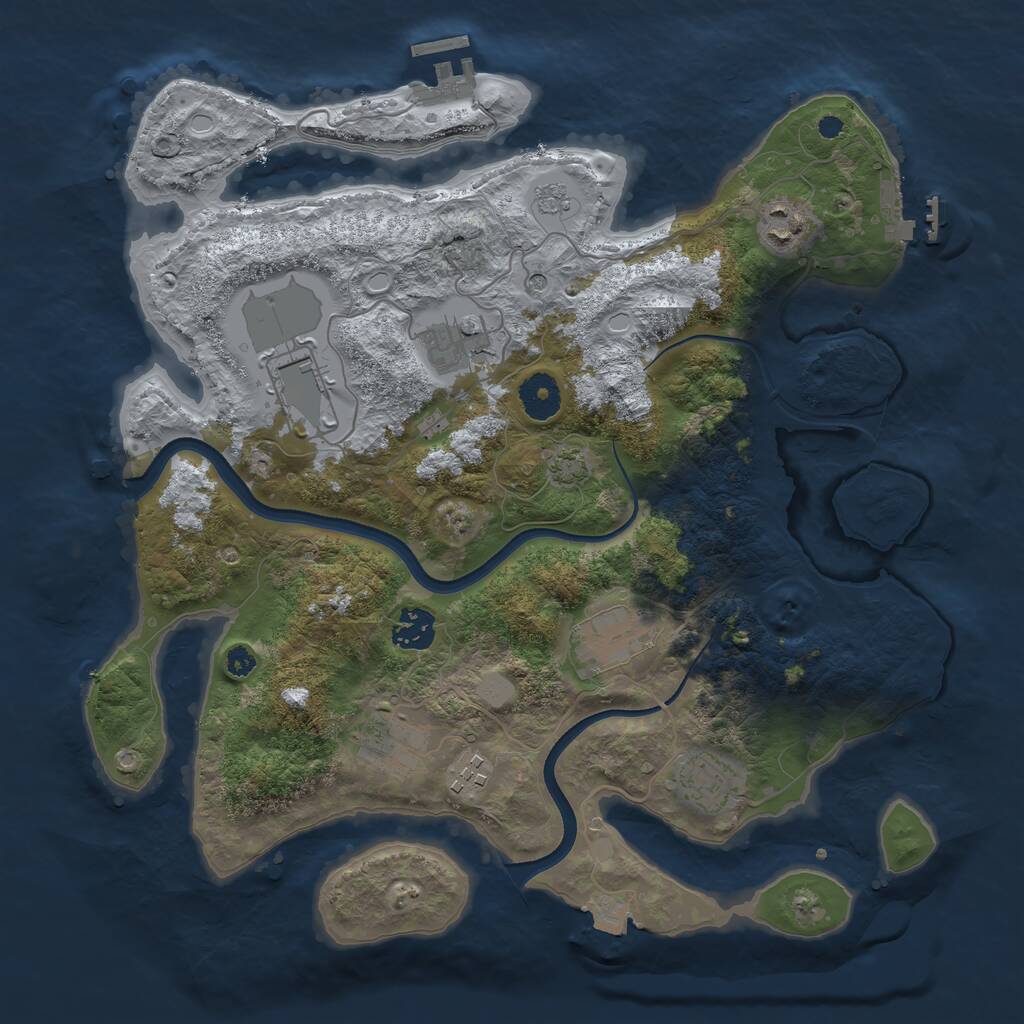 Rust Map: Procedural Map, Size: 3550, Seed: 39119, 14 Monuments