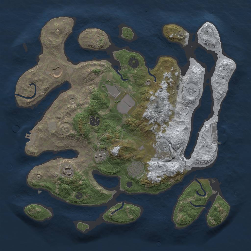Rust Map: Procedural Map, Size: 3500, Seed: 2835348, 16 Monuments