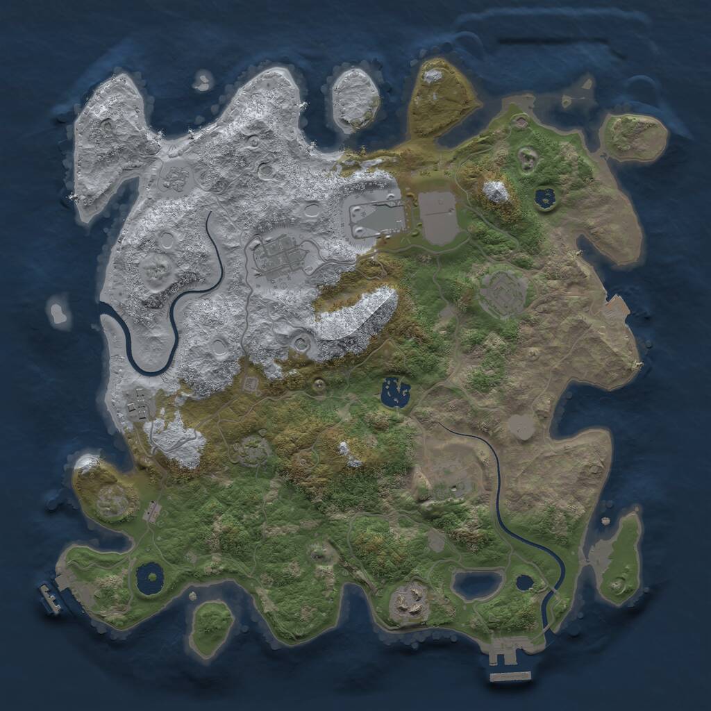 Rust Map: Procedural Map, Size: 3500, Seed: 117254645, 13 Monuments