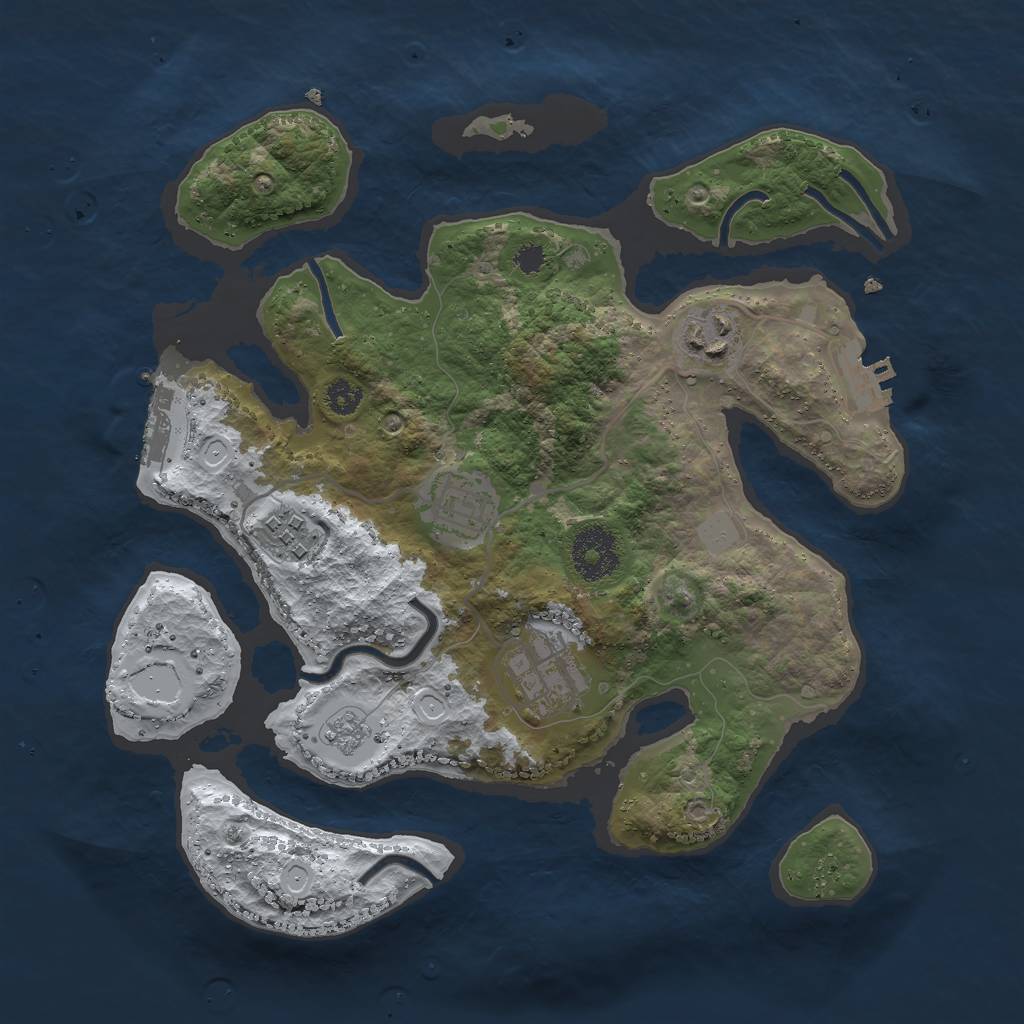 Rust Map: Procedural Map, Size: 3000, Seed: 12123, 12 Monuments