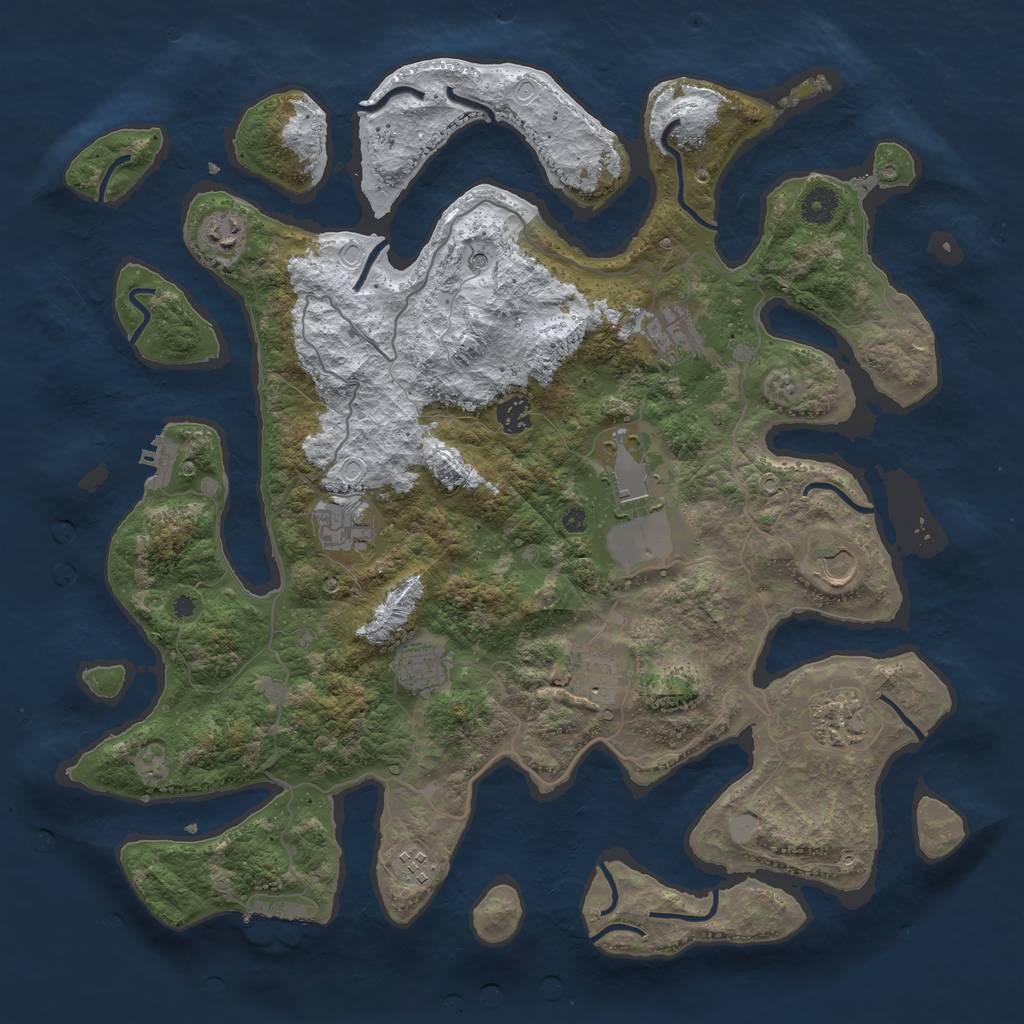 Rust Map: Procedural Map, Size: 4200, Seed: 72713377, 18 Monuments