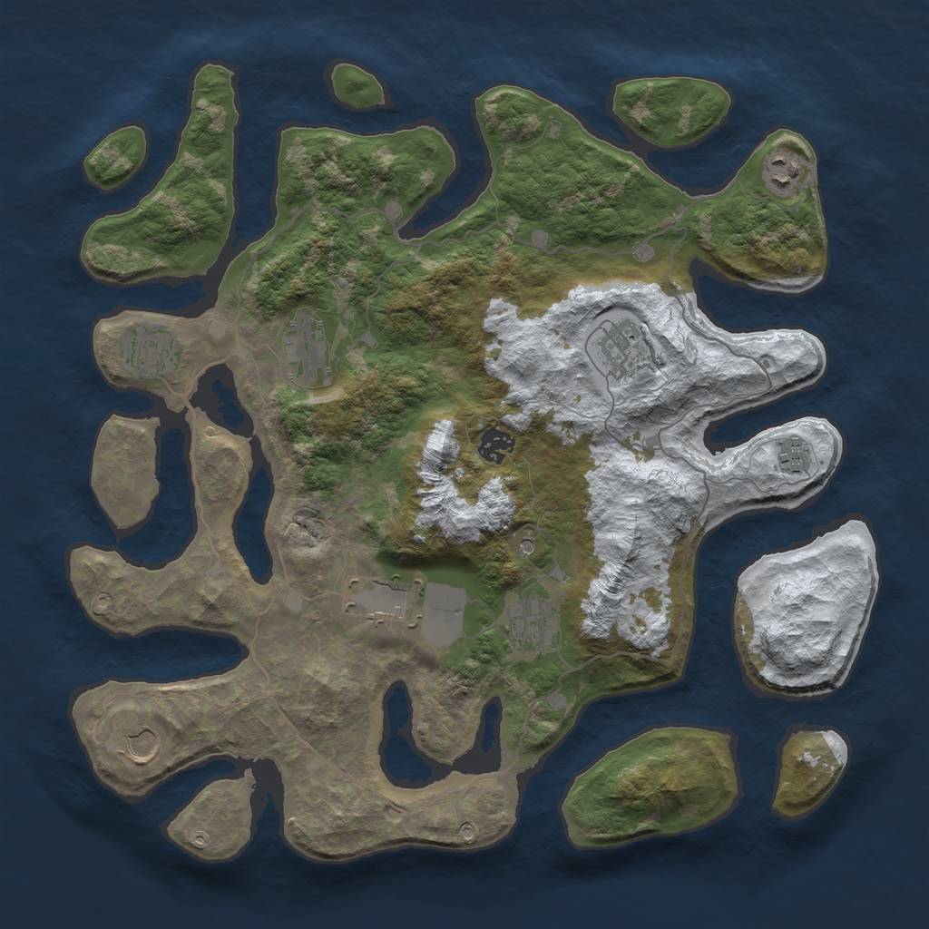 Rust Map: Barren, Size: 4000, Seed: 86457, 12 Monuments