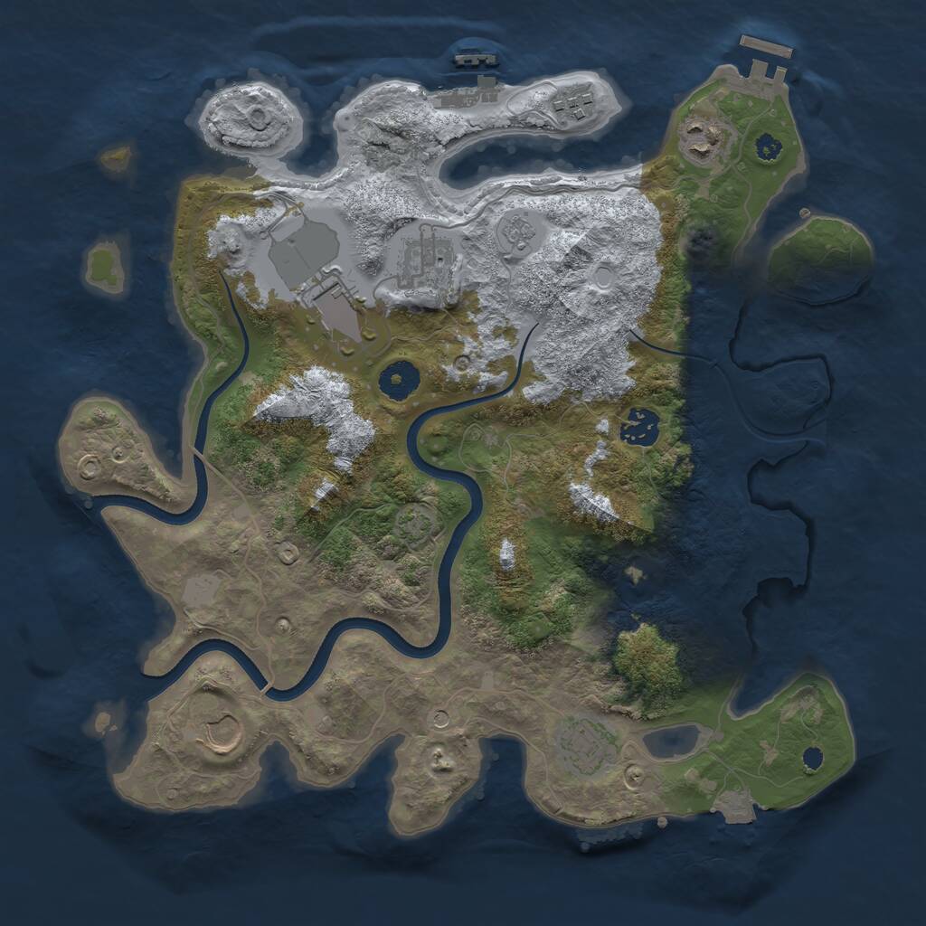Rust Map: Procedural Map, Size: 3550, Seed: 820263, 13 Monuments