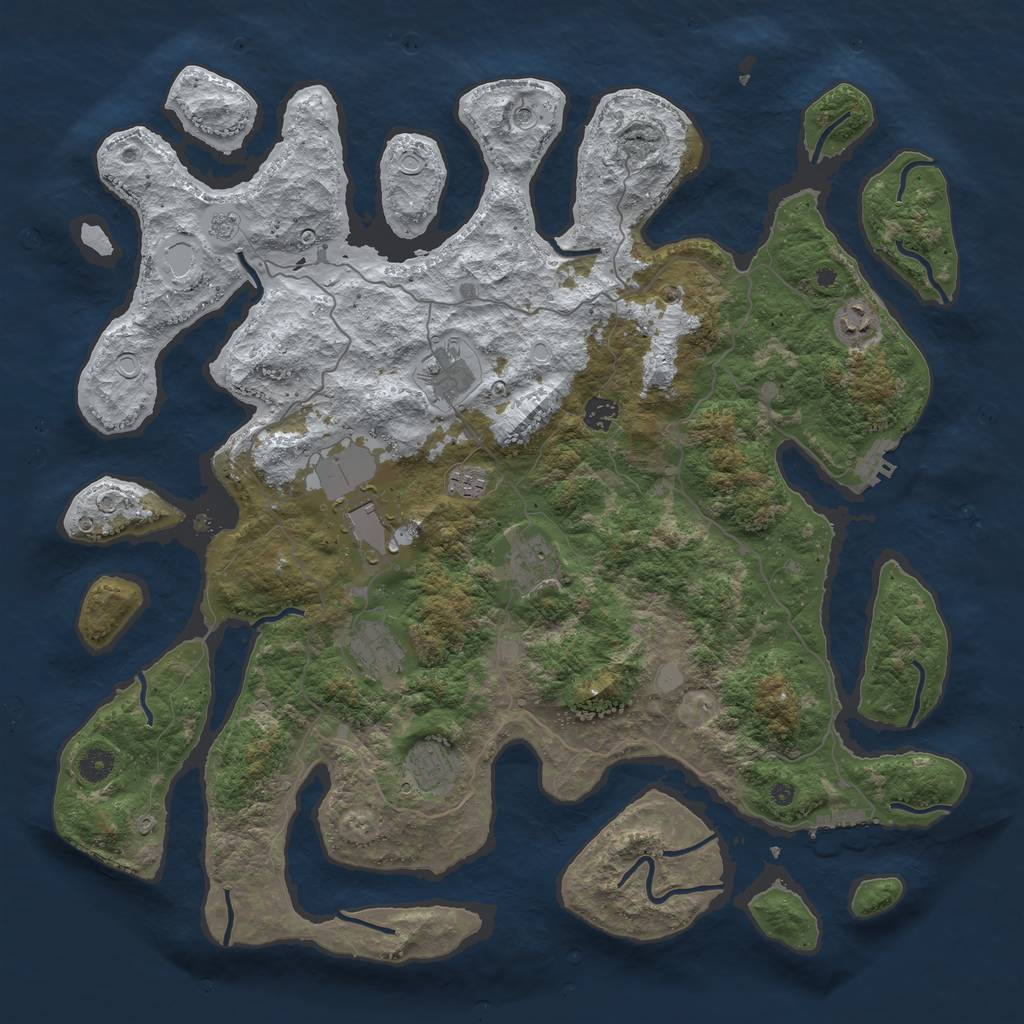 Rust Map: Procedural Map, Size: 4500, Seed: 51297100, 17 Monuments