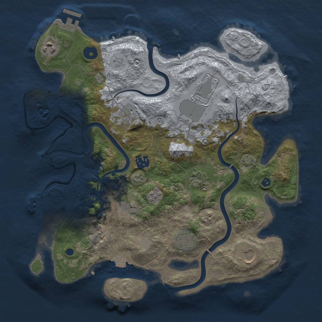 Rust Map: Procedural Map, Size: 3500, Seed: 839133138, 15 Monuments