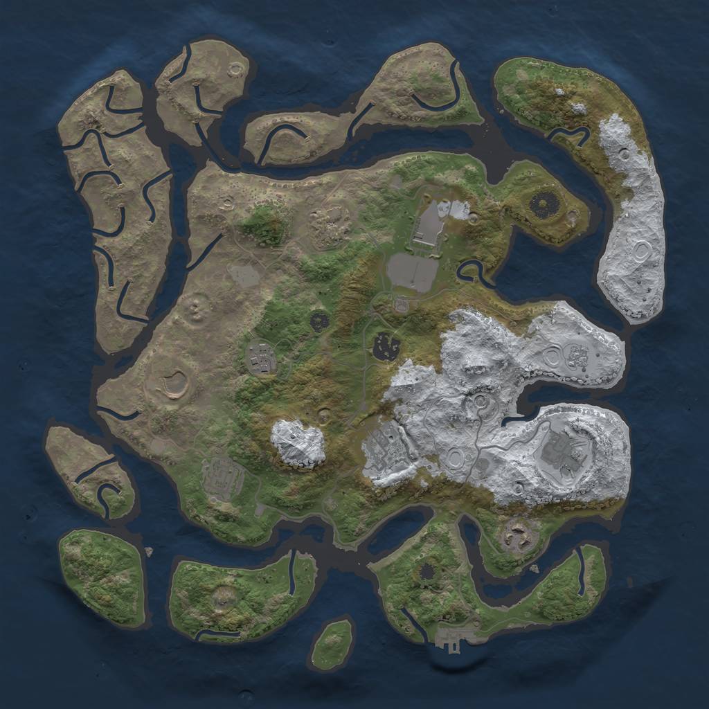 Rust Map: Procedural Map, Size: 3800, Seed: 2802049, 17 Monuments