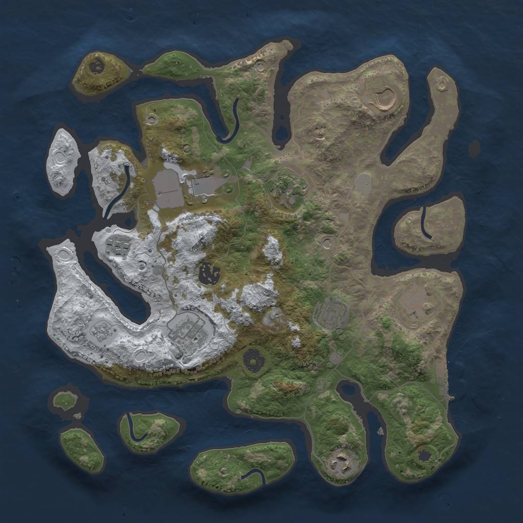 Rust Map: Procedural Map, Size: 3500, Seed: 3331280, 17 Monuments