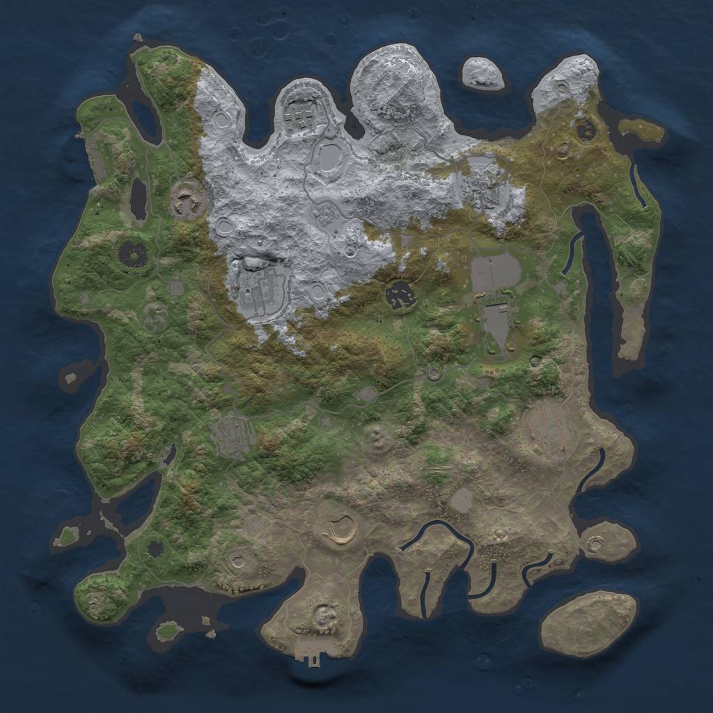 Rust Map: Procedural Map, Size: 3750, Seed: 5095009, 16 Monuments