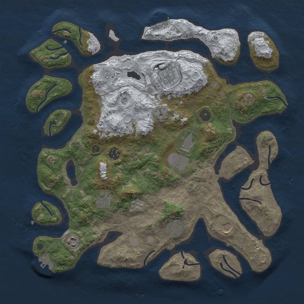 Rust Map: Procedural Map, Size: 4000, Seed: 429548, 17 Monuments