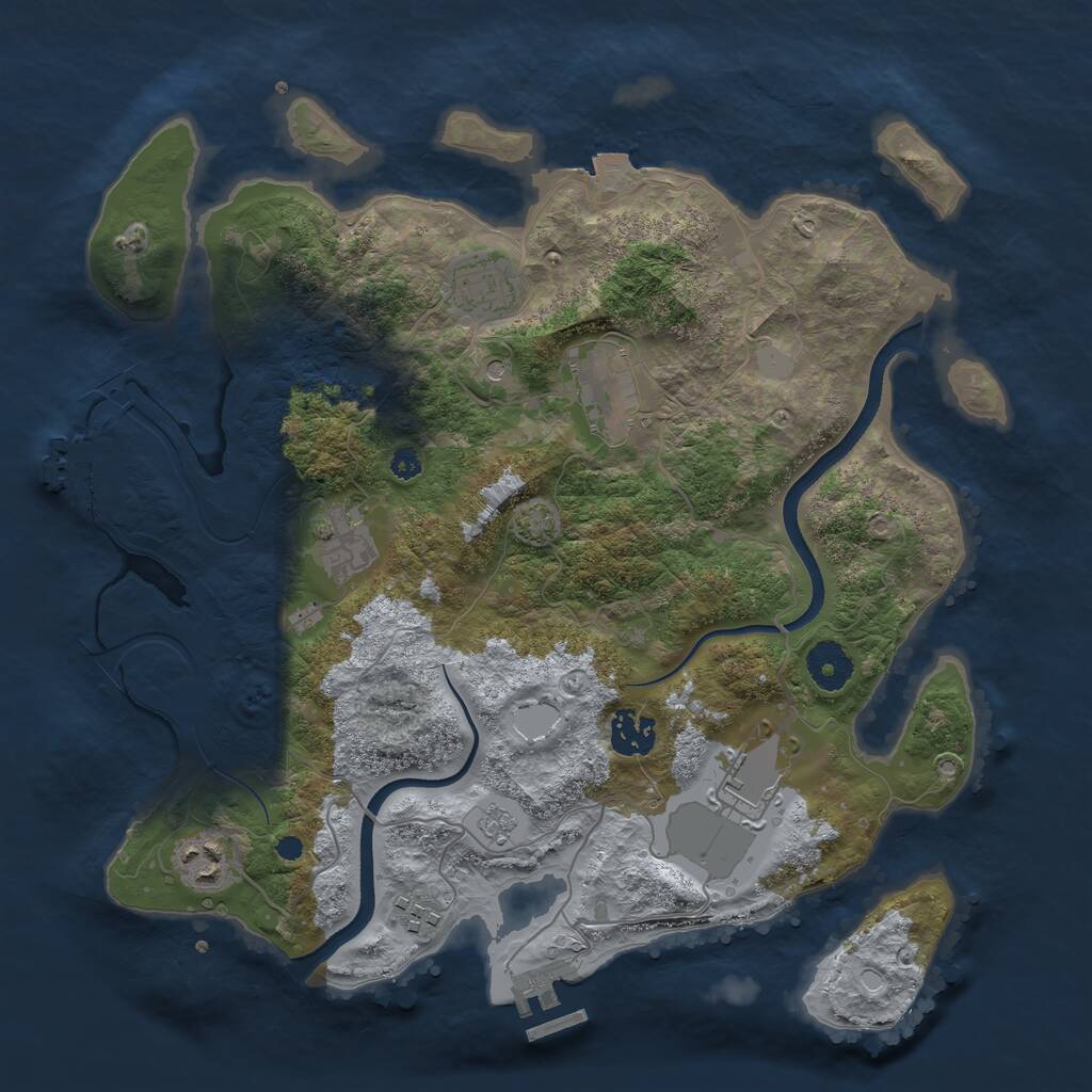 Rust Map: Procedural Map, Size: 3500, Seed: 4730317, 13 Monuments