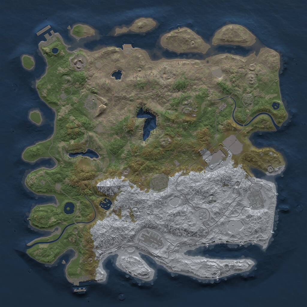 Rust Map: Procedural Map, Size: 4000, Seed: 463268, 14 Monuments