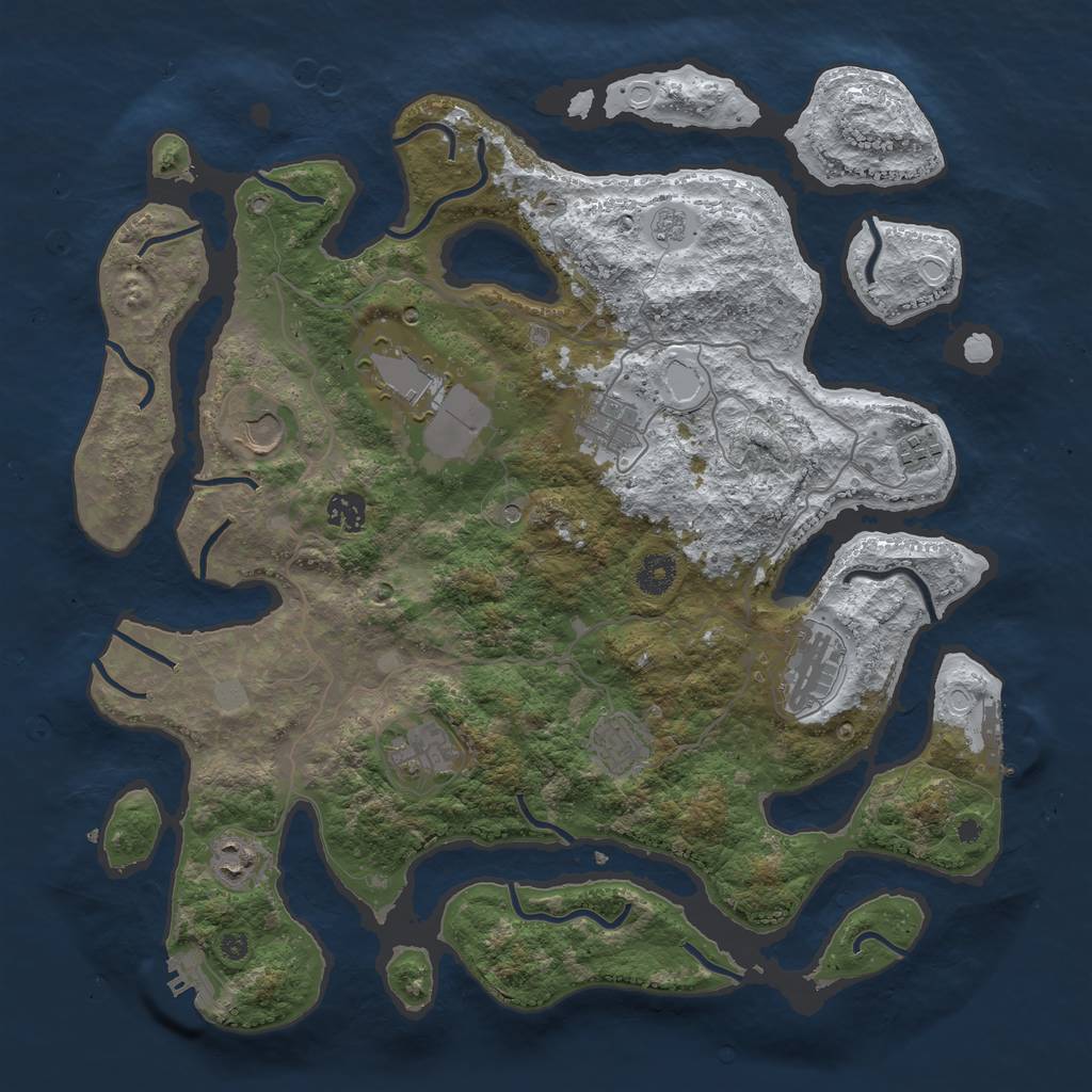 Rust Map: Procedural Map, Size: 4000, Seed: 469673, 18 Monuments