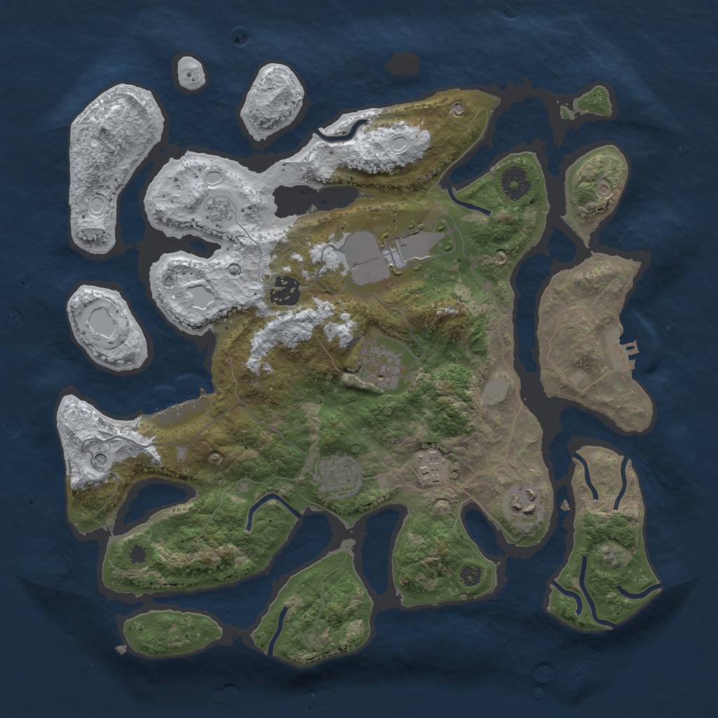 Rust Map: Procedural Map, Size: 3500, Seed: 1203144410, 15 Monuments